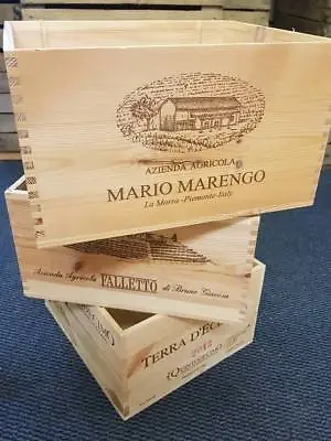 £34.95 • Buy 3 X ITALIAN WOODEN WINE CRATES BOXES - VINTAGE SHABBY CHIC DRAWERS STORAGE>